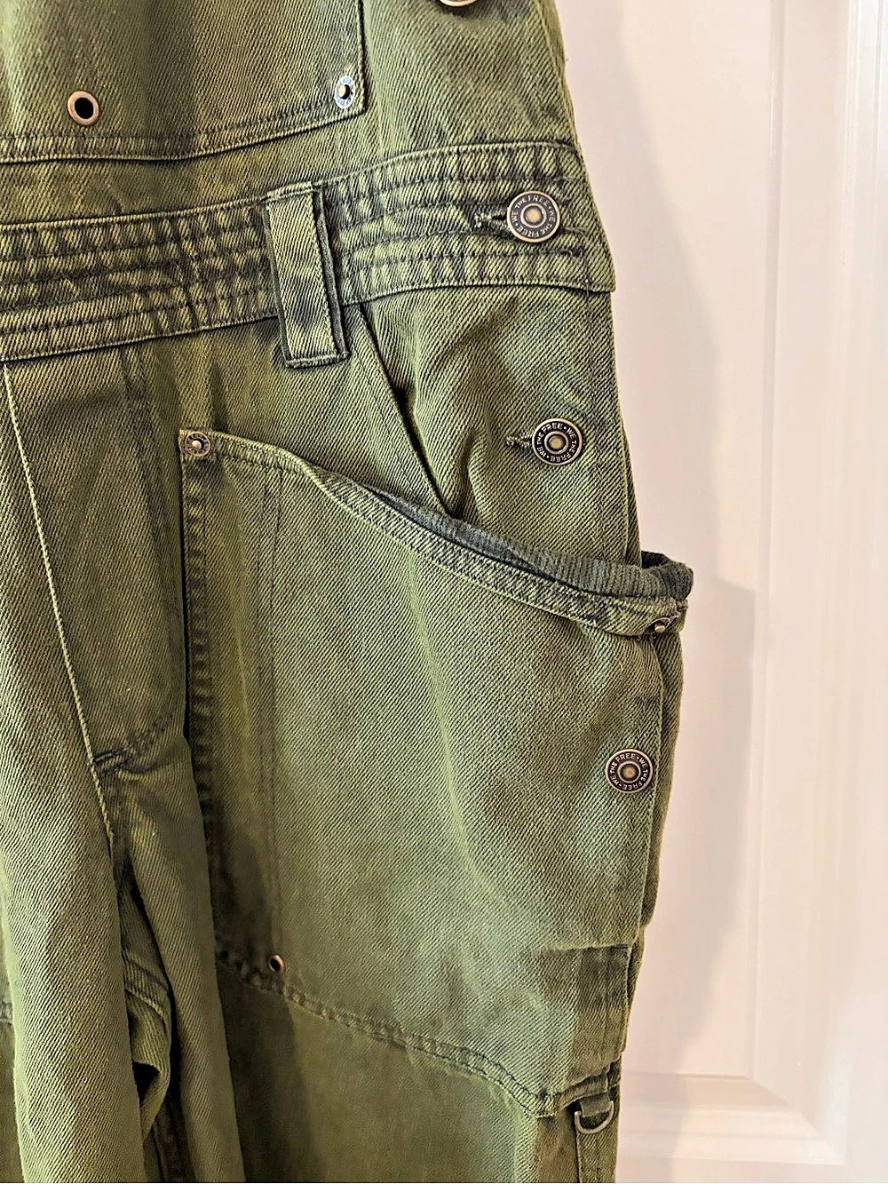 Free People - We the Free - Just in Time Overalls - Army Green S NWT - Picture 10 of 15